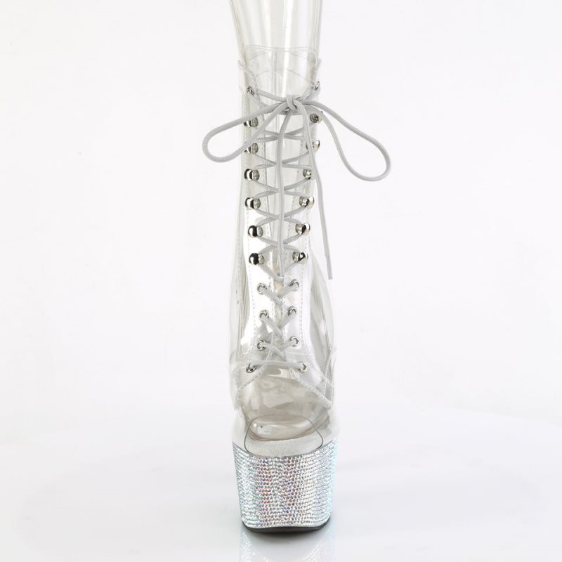 Pleaser Bejeweled-1021C-7 Stiefel Damen Silber | BWCGZSMVW