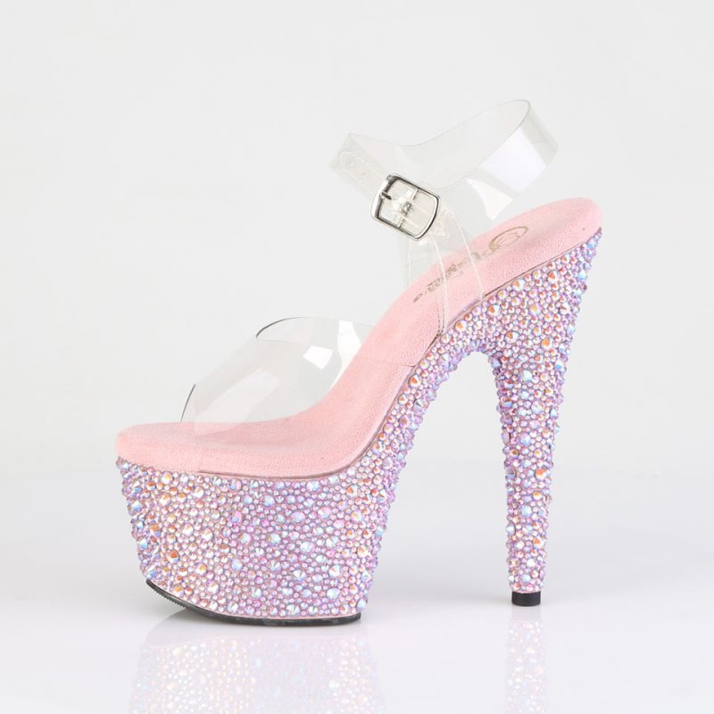 Pleaser Bejeweled-708MS Plateau High Heels Damen Rosa | PUNJXWBHT