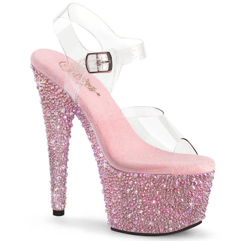 Pleaser Bejeweled-708MS Plateau High Heels Damen Rosa | PUNJXWBHT