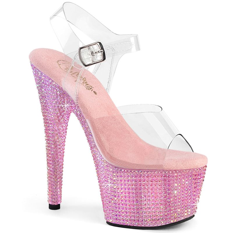 Pleaser Bejeweled-708RRS Plateau High Heels Damen Rosa | JHDFCUKAH