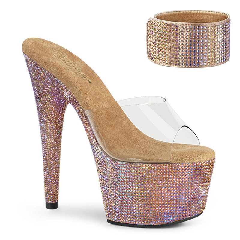 Pleaser Bejeweled-712RS Plateau High Heels Damen Rosa Gold | SXMAHEGLX