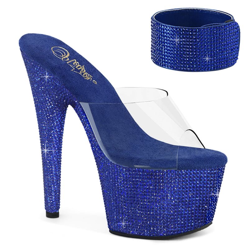 Pleaser Bejeweled-712RS Plateau High Heels Damen Blau | HLNGCDNVG