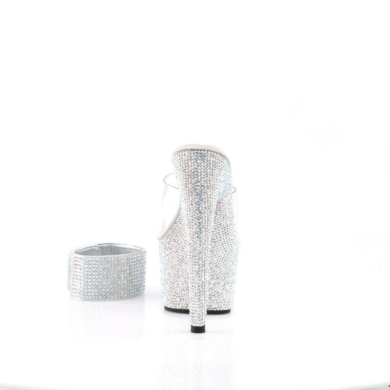 Pleaser Bejeweled-712RS Plateau High Heels Damen Silber | ETYCKSJFW