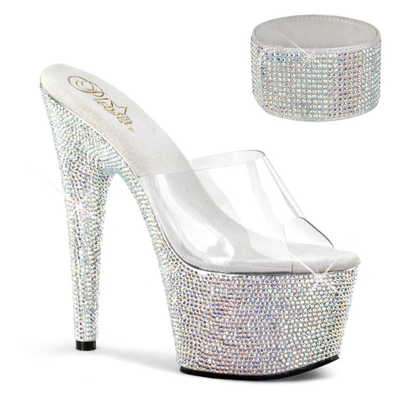 Pleaser Bejeweled-712RS Plateau High Heels Damen Silber | ETYCKSJFW