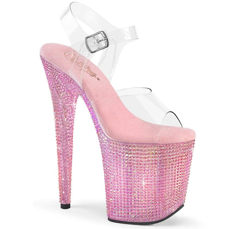 Pleaser Bejeweled-808RRS Plateau High Heels Damen Rosa | JICMDFOKU