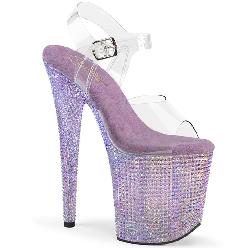 Pleaser Bejeweled-808RRS Plateau High Heels Damen Lila | XZNHJWBLS