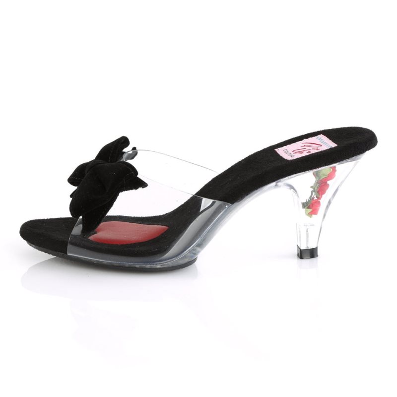 Pleaser Belle-301BOW Pantoletten Damen Schwarz | MLQIUOVGP