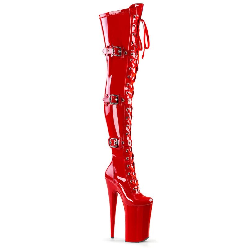 Pleaser Beyond-3028 Overknee Stiefel Damen Rot | FPYHOWLDH