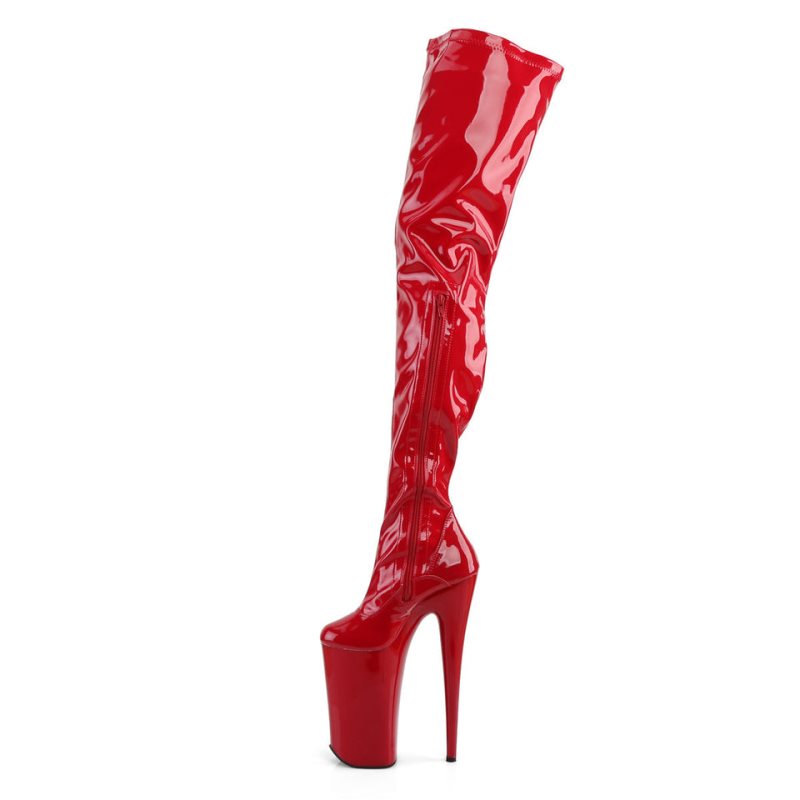 Pleaser Beyond-4000 Overknee Stiefel Damen Rot | FBLCVKMCR