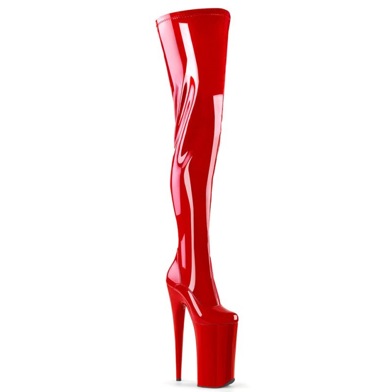 Pleaser Beyond-4000 Overknee Stiefel Damen Rot | FBLCVKMCR