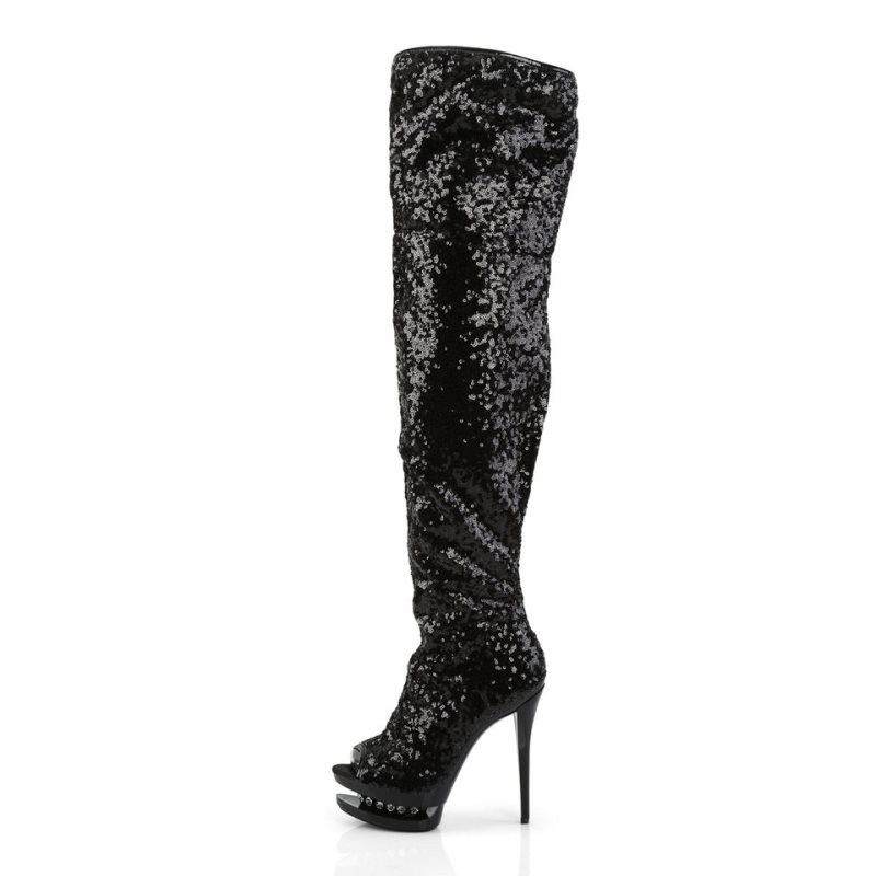 Pleaser Blondie-R-3011 Overknee Stiefel Damen Schwarz | AOLTIFQBA