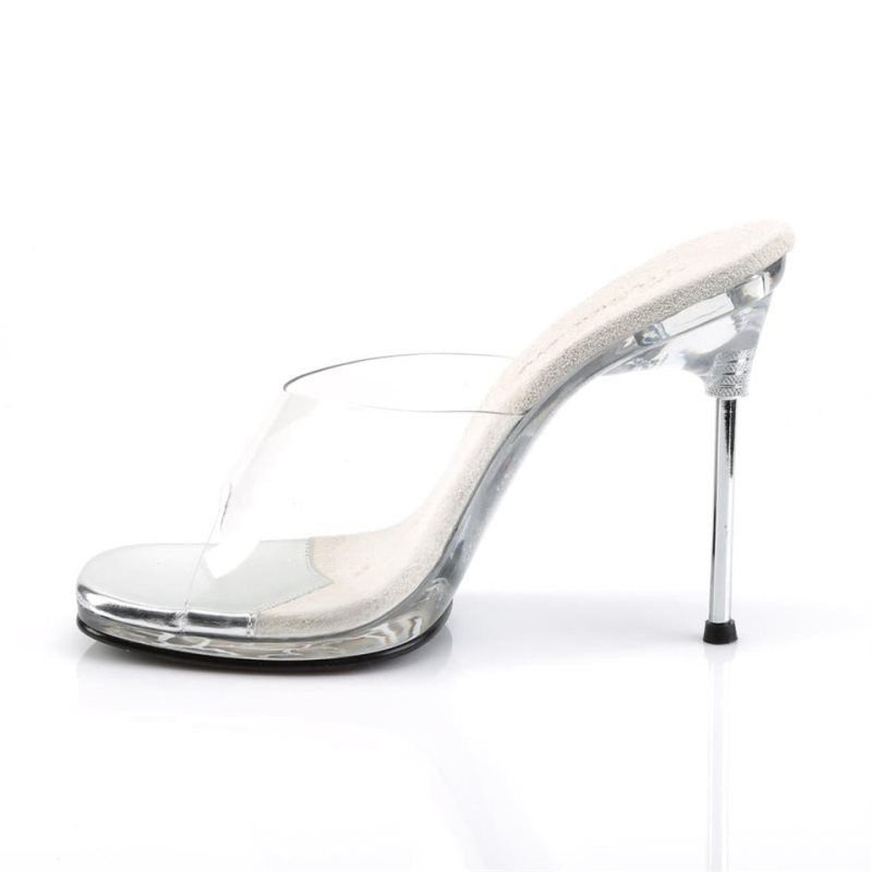 Pleaser Chic-01 Pantoletten Damen Clear | NLVQQZHGK