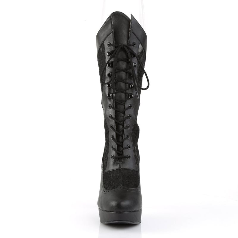 Pleaser Chloe-115 Vegan Leather Stiefel Damen Schwarz | PZNRGYHQC