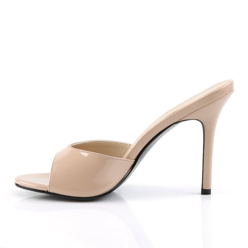 Pleaser Classique-01 Pantoletten Damen Beige | YPAQEFDSL