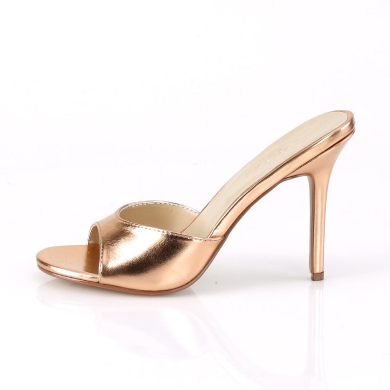 Pleaser Classique-01 Pantoletten Damen Rosa Gold | EPRXSEJQZ