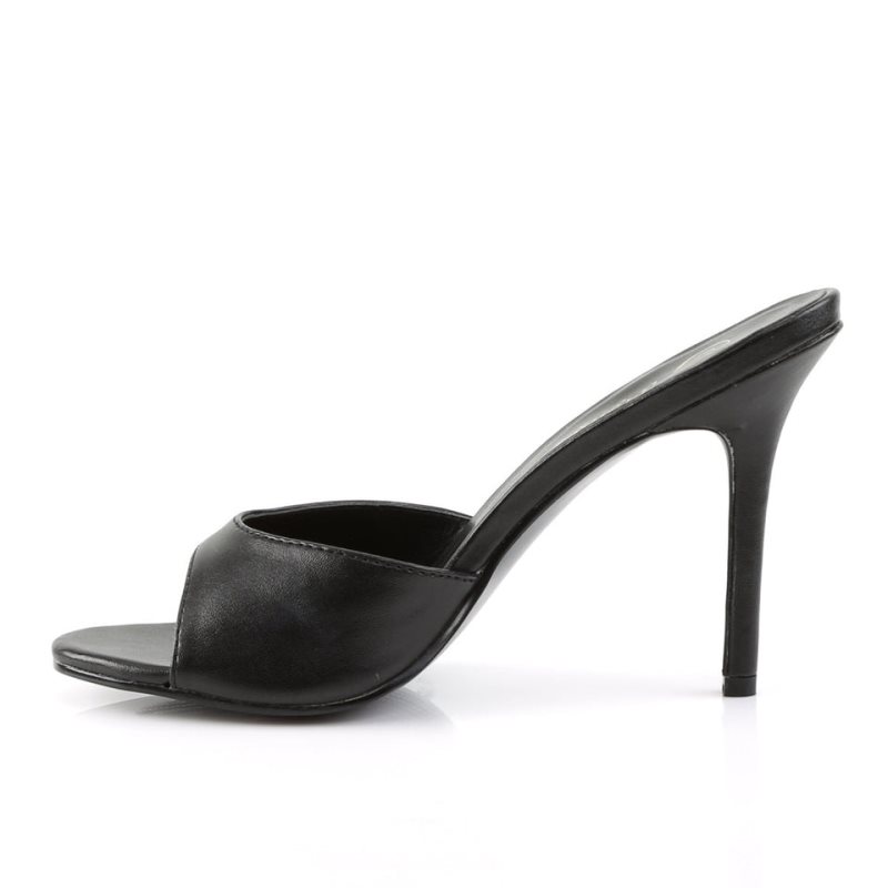 Pleaser Classique-01 Vegan Leather Pantoletten Damen Schwarz | LERUFERDC