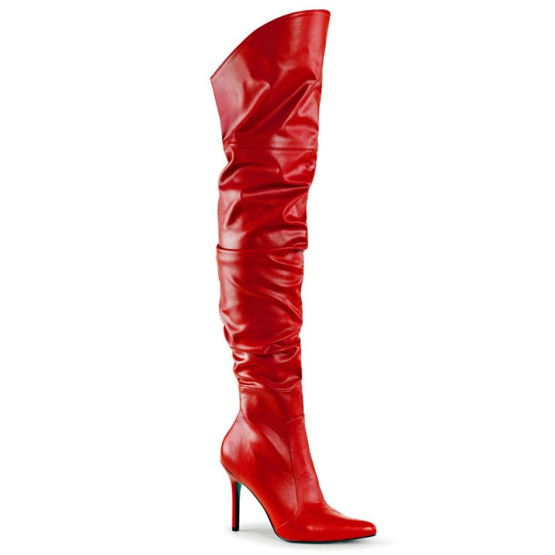 Pleaser Classique-3011 Overknee Stiefel Damen Rot | JCWUFLIJR