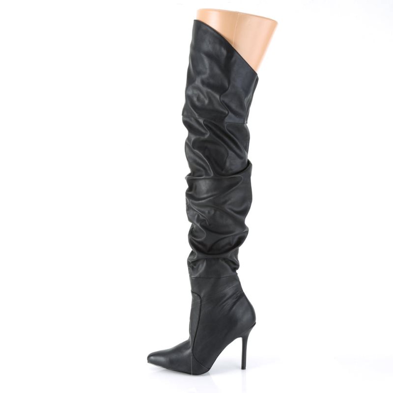 Pleaser Classique-3011 Vegan Leather Overknee Stiefel Damen Schwarz | UBTLYMUTJ