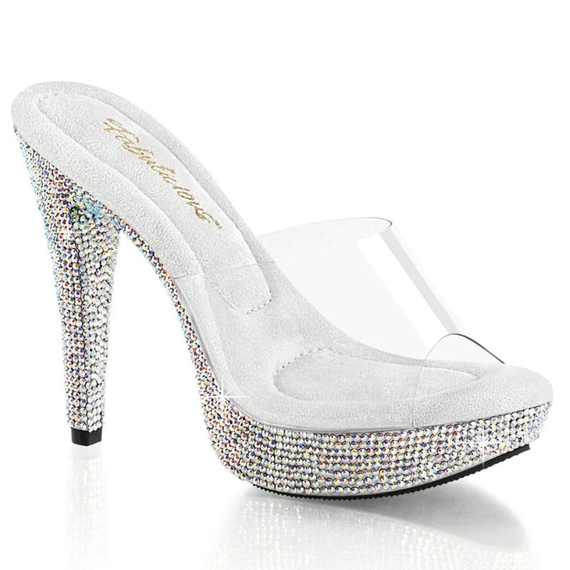 Pleaser Cocktail-501DM Plateau High Heels Damen Silber | WSUAJFTNO