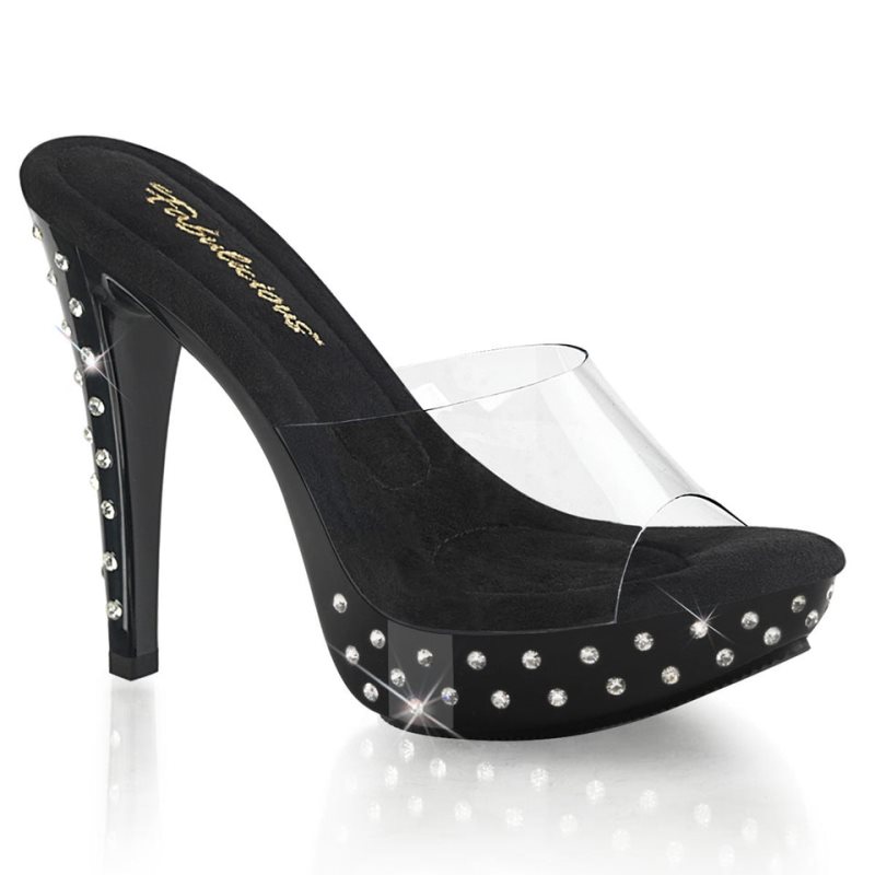 Pleaser Cocktail-501SDT Plateau High Heels Damen Schwarz | CLWBTBJLU