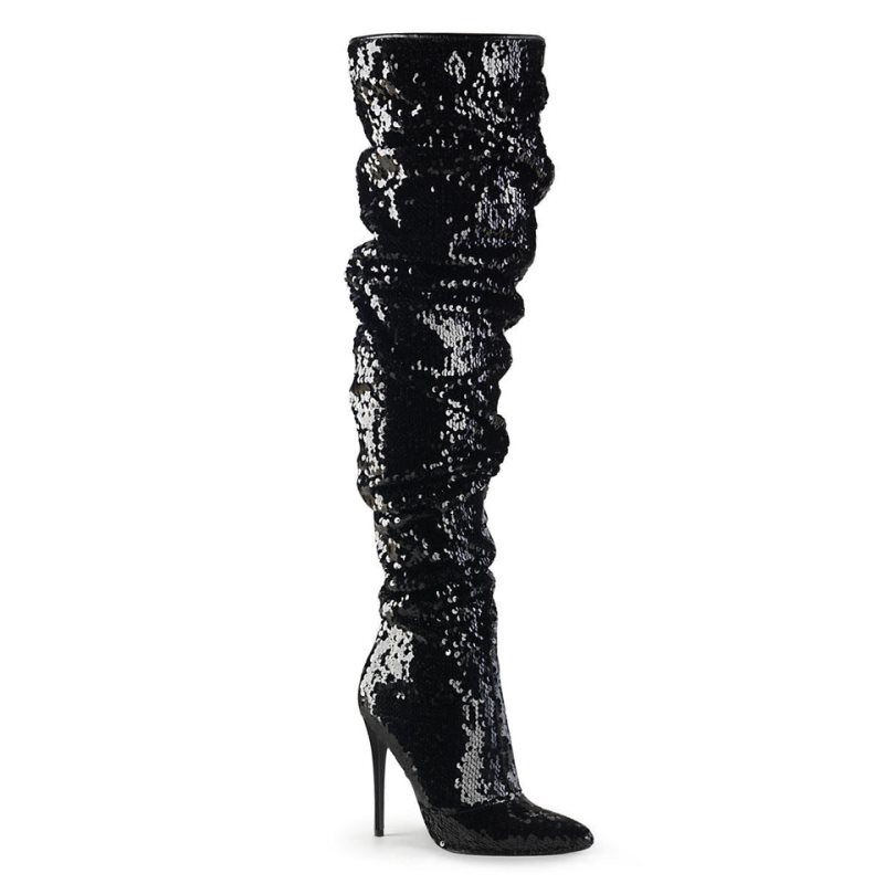 Pleaser Courtly-3011 Overknee Stiefel Damen Schwarz | TREUWYFAB