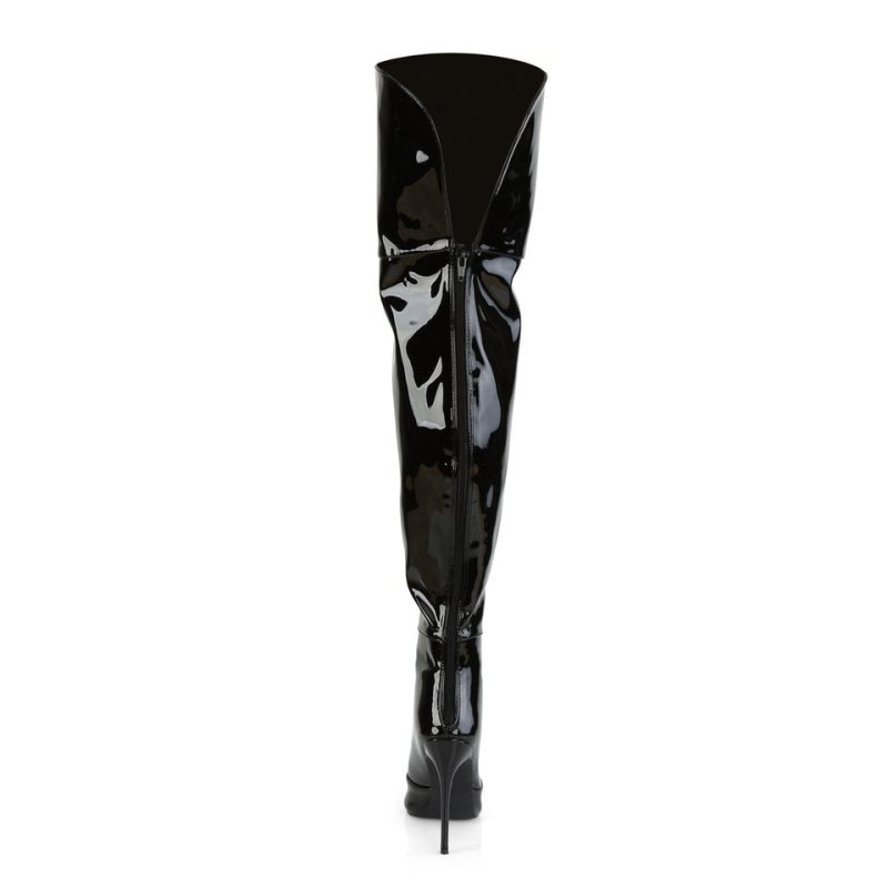 Pleaser Courtly-3012 Overknee Stiefel Damen Schwarz | MKOSMUPDN