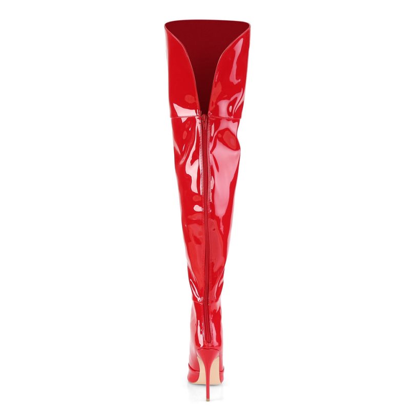 Pleaser Courtly-3012 Overknee Stiefel Damen Rot | UVSBLFNMX