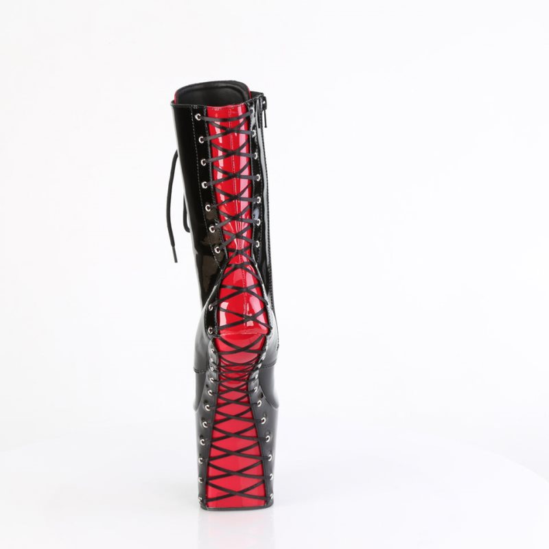 Pleaser Craze-1040FH Stiefel Damen Schwarz Rot | MOPDJVFKS