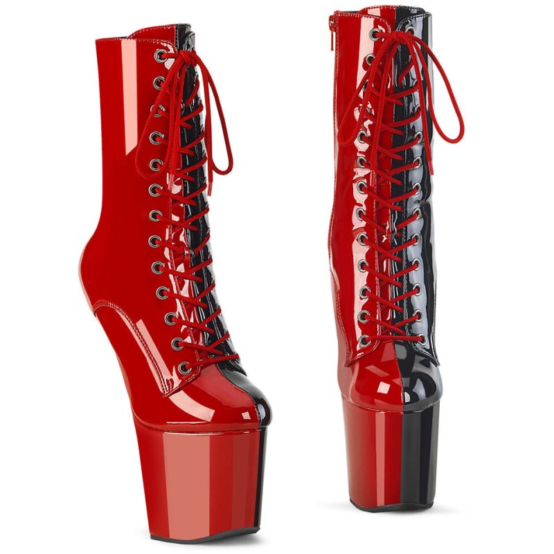 Pleaser Craze-1040TT Stiefel Damen Rot Schwarz | RZBHEKDIH