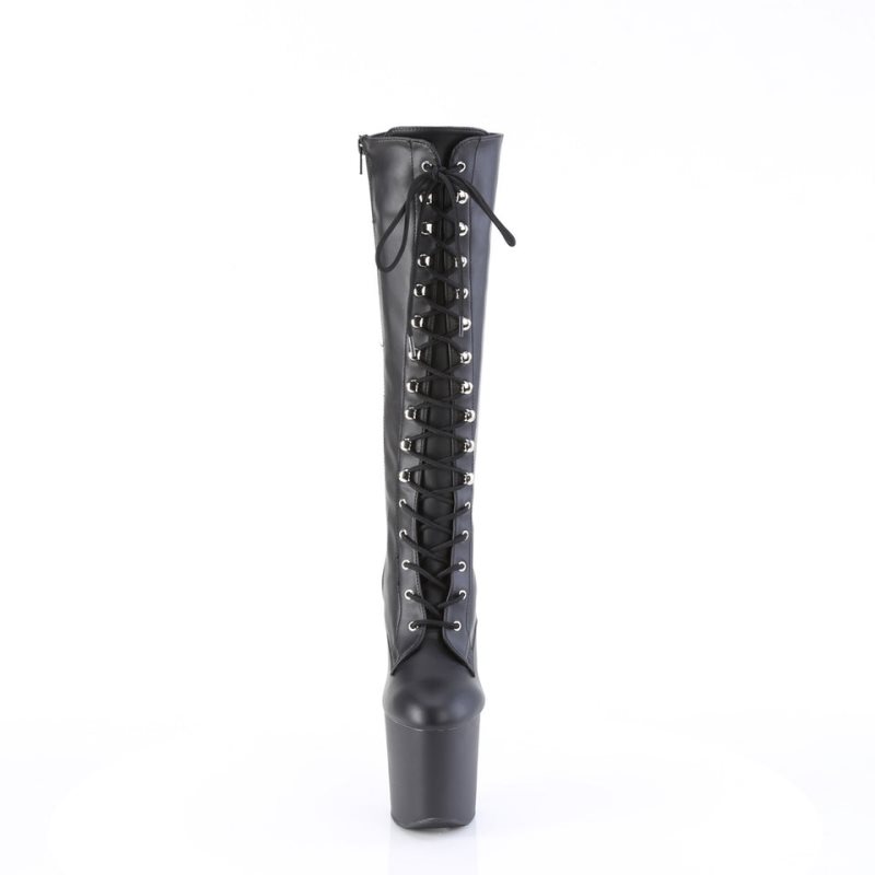 Pleaser Craze-2023 Vegan Leather Kniehohe Stiefel Damen Schwarz | TJCLTDKFI