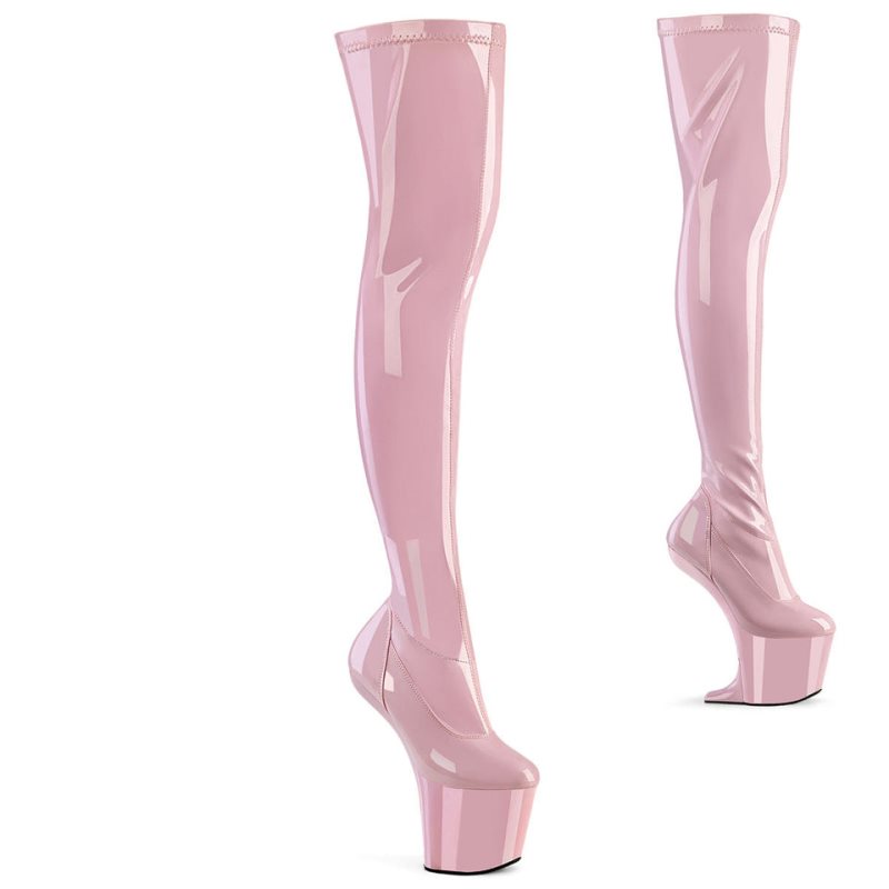 Pleaser Craze-3000 Overknee Stiefel Damen Rosa | NBFHISJXD