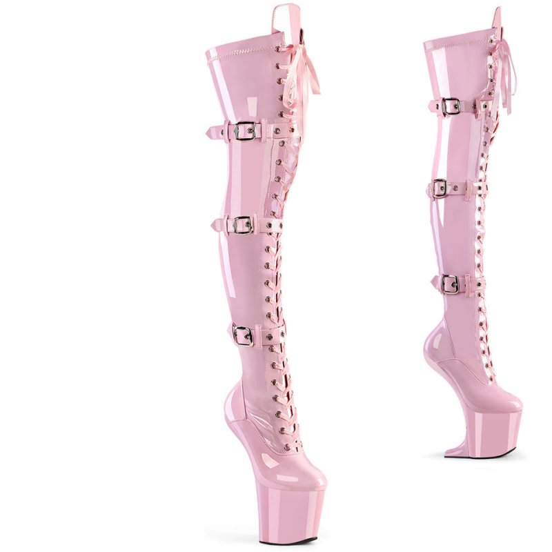 Pleaser Craze-3028 Overknee Stiefel Damen Rosa | AIHQTDJAH