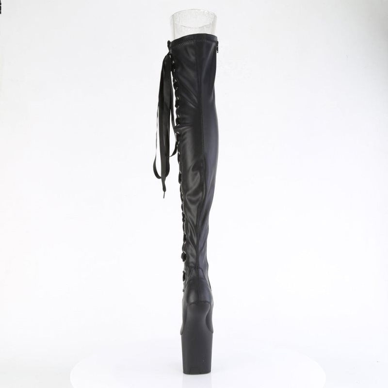 Pleaser Craze-3050 Vegan Leather Overknee Stiefel Damen Schwarz | NJODHTSGQ