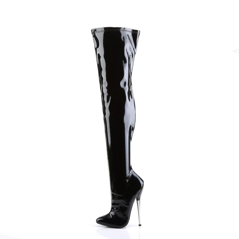 Pleaser Dagger-3000 Overknee Stiefel Damen Schwarz | LHGNXQGVA