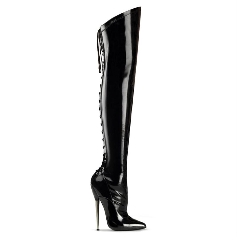 Pleaser Dagger-3060 Overknee Stiefel Damen Schwarz | BOVWRWTKA