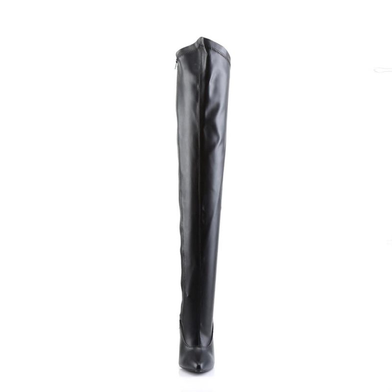 Pleaser Dagger-3060 Vegan Leather Overknee Stiefel Damen Schwarz | XZBTXDZUQ