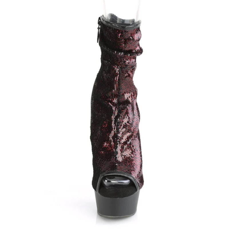 Pleaser Delight-1008SQ Stiefel Damen Bordeaux Schwarz | HPDLVJIPD