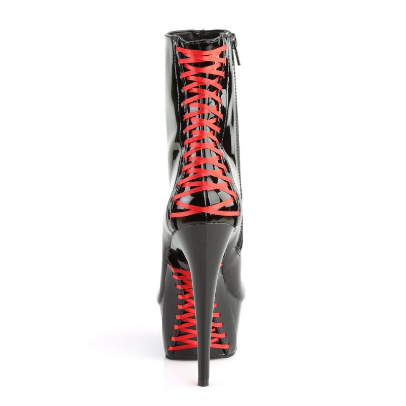 Pleaser Delight-1010 Stiefel Damen Rot Schwarz | KNYCFVGKP