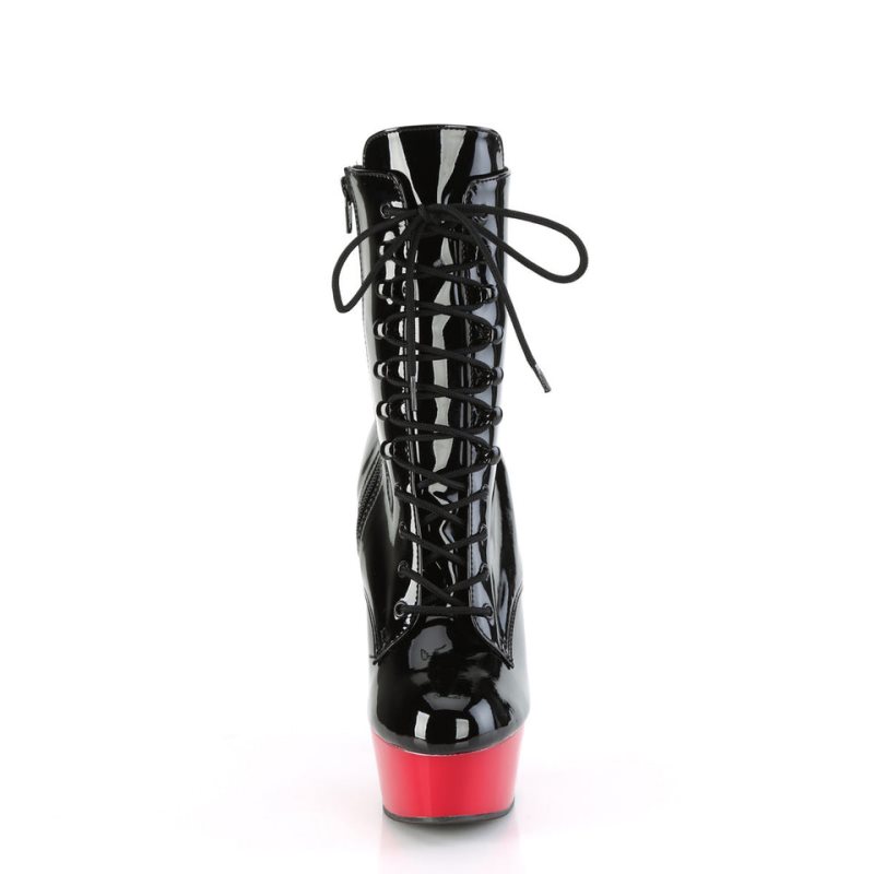 Pleaser Delight-1020 Stiefel Damen Schwarz Rot | JENKIFAHB