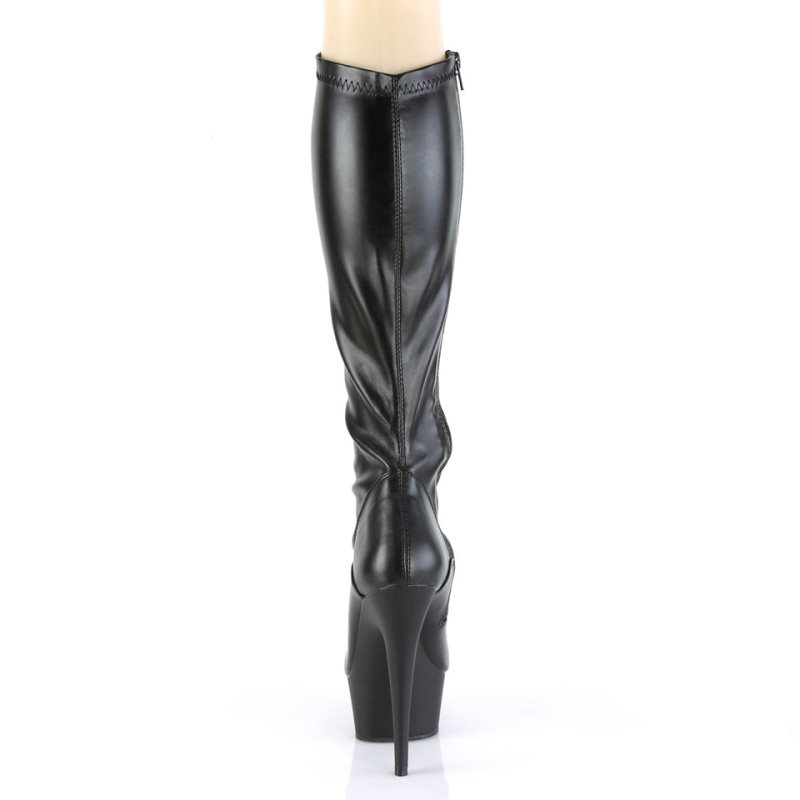 Pleaser Delight-2000 Vegan Leather Kniehohe Stiefel Damen Schwarz | NZMVLISPE