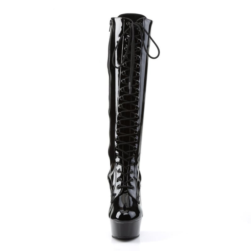 Pleaser Delight-2023 Kniehohe Stiefel Damen Schwarz | GMSVWSUJE