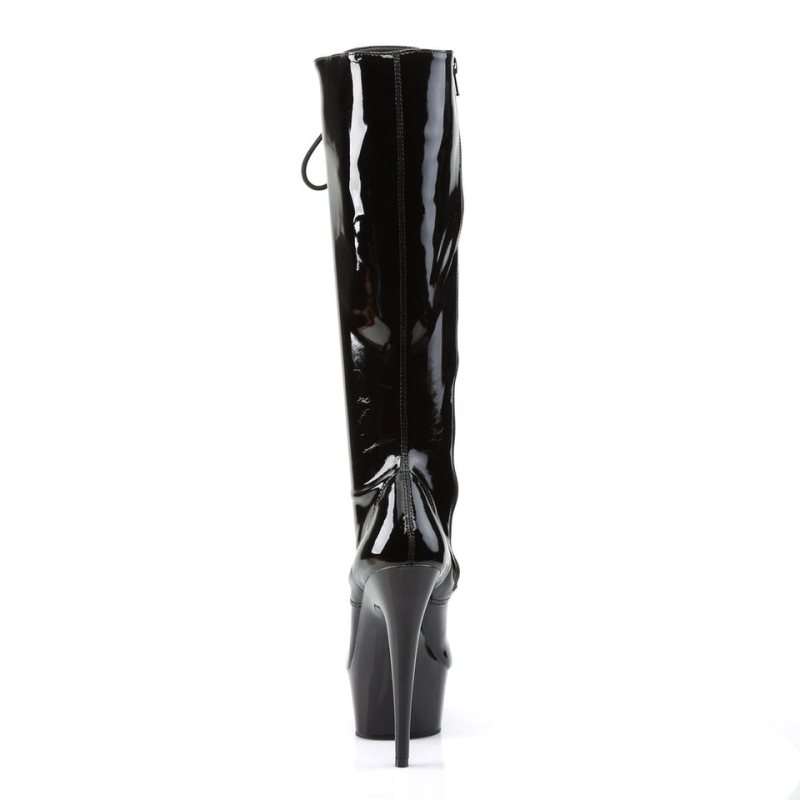 Pleaser Delight-2023 Kniehohe Stiefel Damen Schwarz | GMSVWSUJE