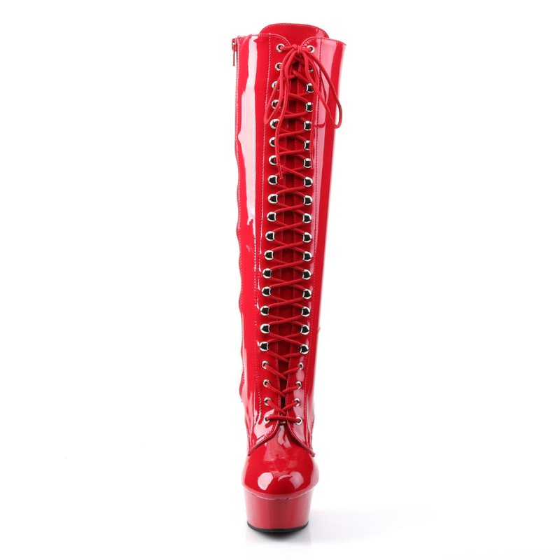 Pleaser Delight-2023 Kniehohe Stiefel Damen Rot | MGUWSGBMX