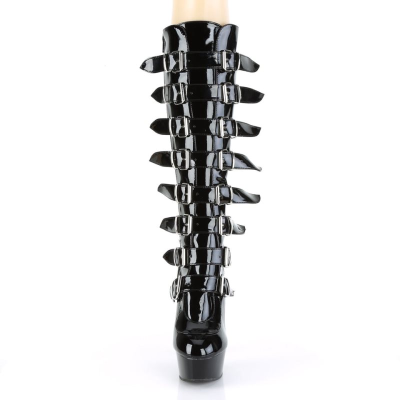 Pleaser Delight-2049 Kniehohe Stiefel Damen Schwarz | ETONYFDMO