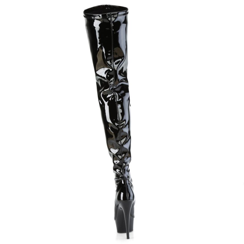 Pleaser Delight-3000BONE Overknee Stiefel Damen Schwarz | SGNLDEJUX