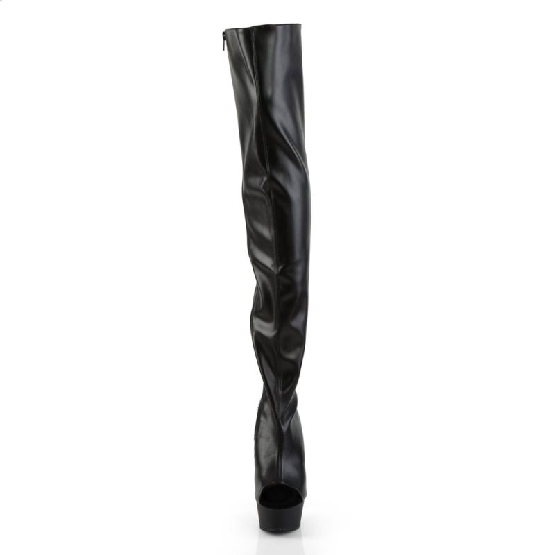 Pleaser Delight-3017 Vegan Leather Overknee Stiefel Damen Schwarz | CWSAIYXDT