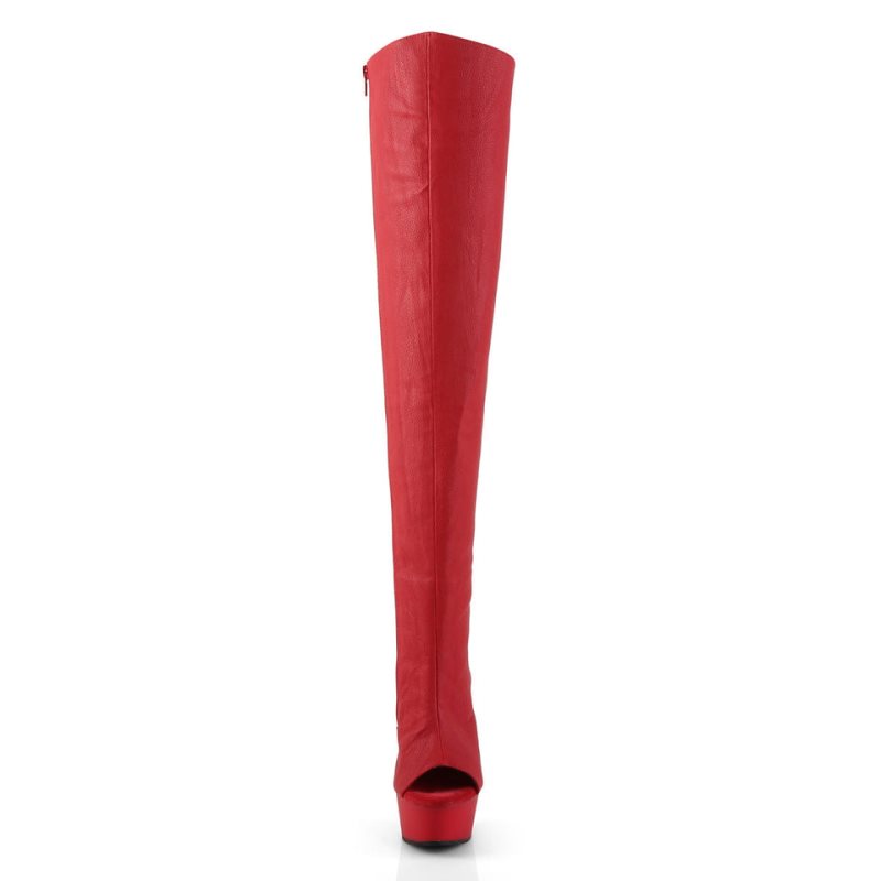 Pleaser Delight-3019 Overknee Stiefel Damen Rot | YDRKRZHDV