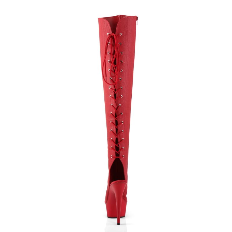 Pleaser Delight-3019 Overknee Stiefel Damen Rot | YDRKRZHDV