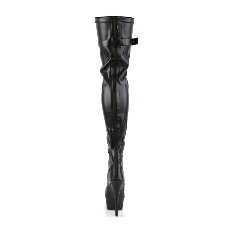 Pleaser Delight-3025 Vegan Leather Overknee Stiefel Damen Schwarz | ESZOEXAHG