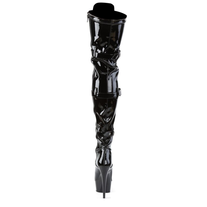 Pleaser Delight-3028 Overknee Stiefel Damen Schwarz | FTAPZYNEV